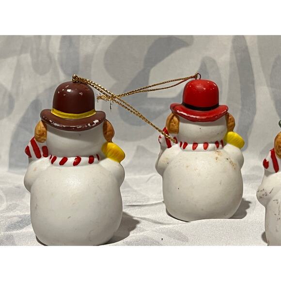 Snowman Ornament Bisque Ceramic Hand-Painted Lot of 5 Christmas Hand-Made Frosty - Picture 6 of 11